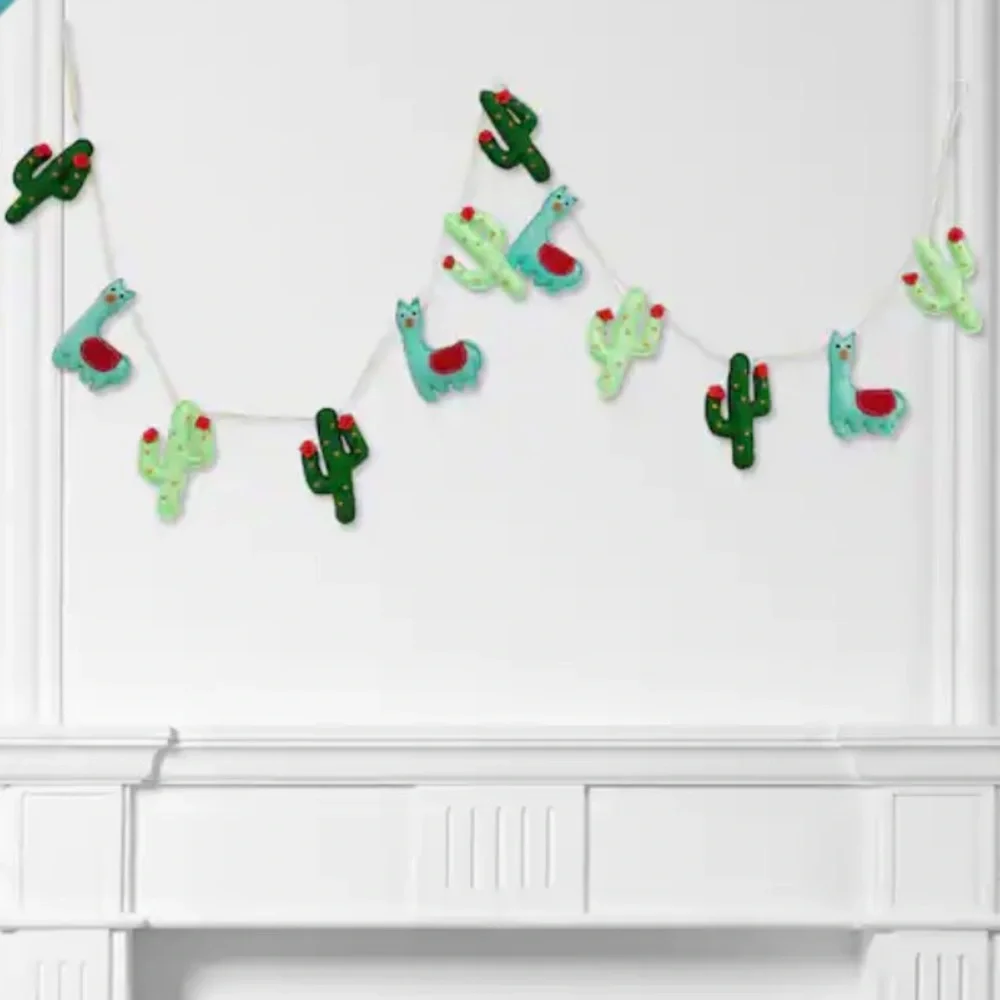 Felted Christmas Cactus & Alpaca Garland